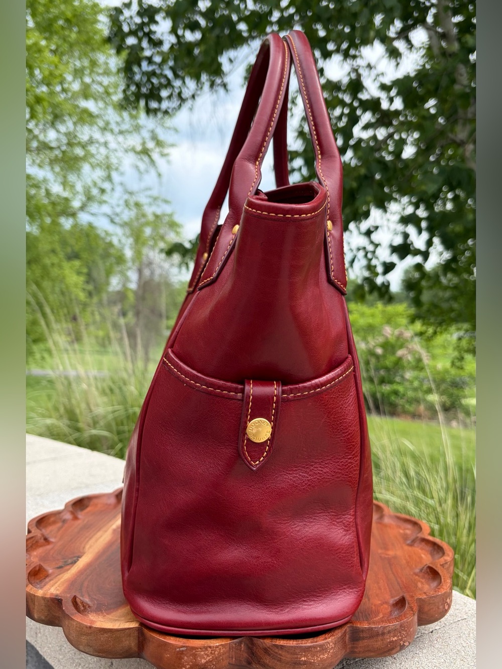 Dooney & Bourke Kristen Red Florentine Leather Tote Like New - Picture 15 of 17
